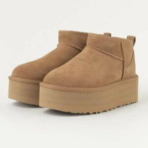 🎃🎃Casual🌺NIB New UGGs🌺 Classic Ultra Mini Platform Boots in Chestnut